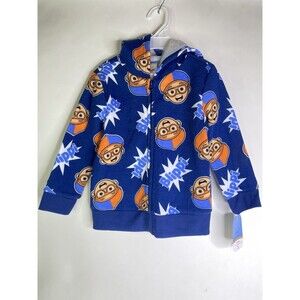 Blippi All Over Print Blue Long Sleeve Full Zip Hoodie Hoodie Kids Boys Size 3T